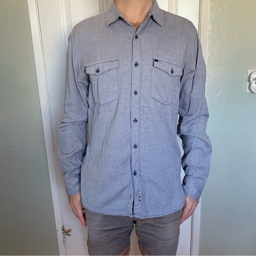 3/$20 KR3W men’s button up shirt, light blue, small - Picture 2 of 8